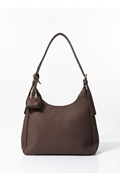 JASECO Kadın Kahverengi Süet Görünümlü Mini Cüzdan Aksesuarlı Omuz Çantası