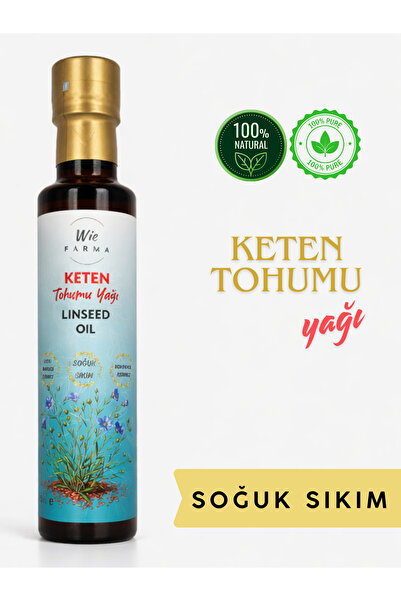 Wie Farma Keten Tohumu Yağı 250 ml Soğuk Sıkım Cam Şişe Doğal Bakım Yağı