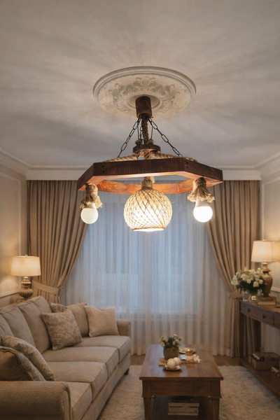 MİRAGÜLTR Ahşap 3 lü avize