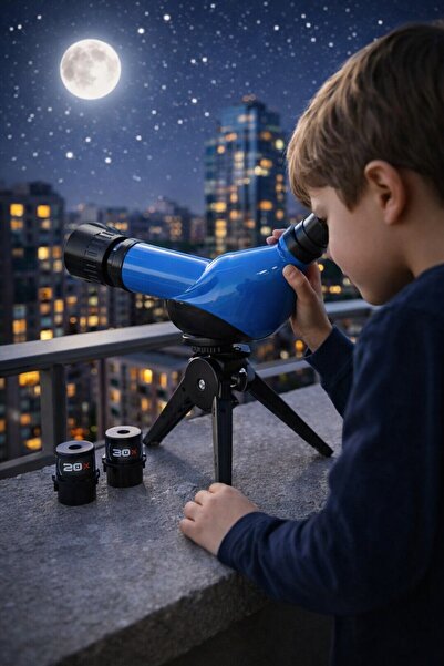 TOYFEST 20x 30x Zoom Tripodlu Çocuk Bilim Seti Teleskop Eğitici Uzay Gözlem O...