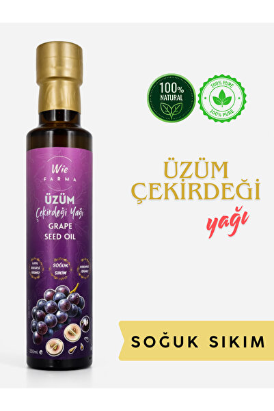 Wie Farma Üzüm Çekirdeği Yağı 250 ml Soğuk Sıkım Cam Şişe Doğal Bakım Yağı