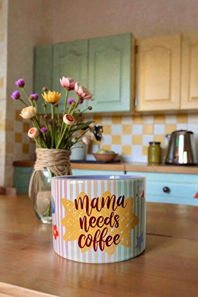 DVOYAGE "Mom Needs Coffee" Colorful Porcelain Mug – Fun Mom Coffee Cup Gift