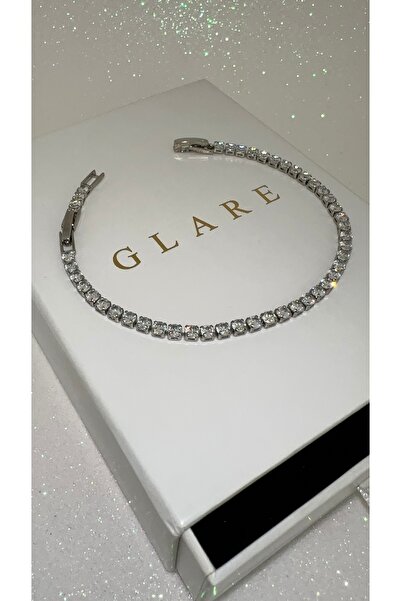 GLARE JEWELRY CO 2mm Gümüş Pırlanta Montür Suyolu Çelik Bileklik