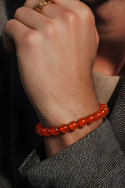 NBS Beautiful Naturel Stones Men's Red Luck Agate Bracelet Natural Stone Prem...