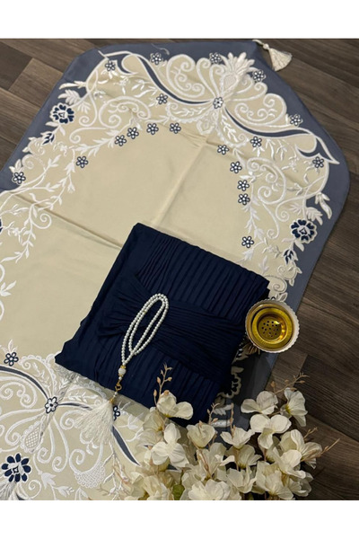 Gerenic طقم صلاة نسائي أنيق يتكون من سجادة صلاة وشرشف صلاة.