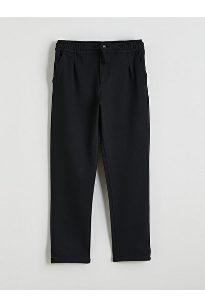 LC Waikiki Παιδικό παντελόνι LCW για αγόρια, μαύρο, με ελαστική μέση και πιέτες