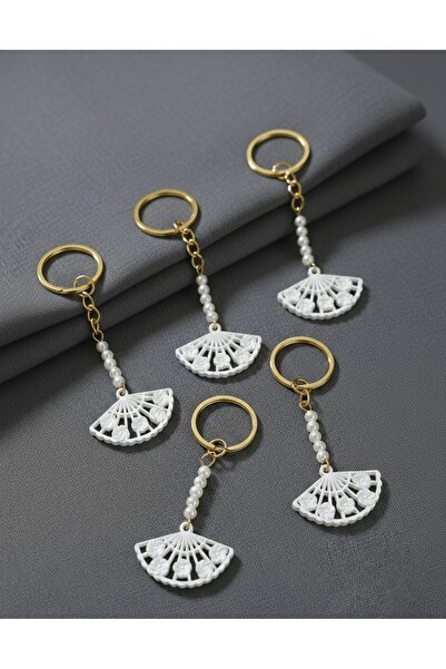 VESPERASTOREE سلسلة مفاتيح على شكل مروحة بيضاء - هدية، هناء، وعد، خطوبة، ختان...