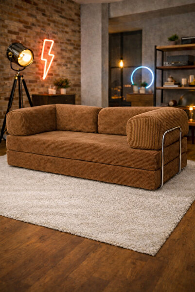 OVİSCO Kanepe Fitilli Kadife Yatak Olabilen Kanepe–Oyun, TV, Sinema Koltuğu |...