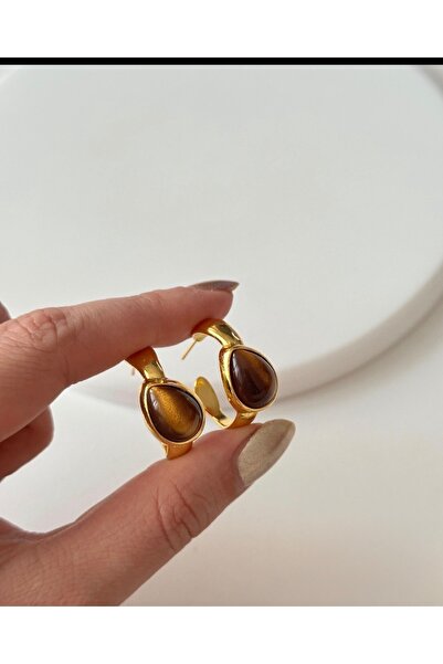 FİYONK ACCESSORY Halka kahve küpe