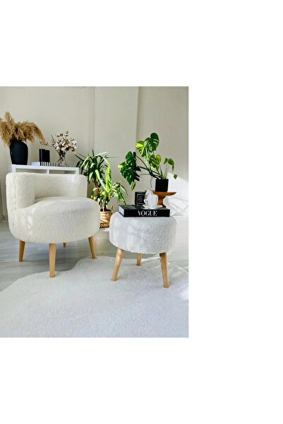 Lunera Mobilya LN Çay Seti Tekli Koltuk Berjer Ve Puf Takımı (salon, Balkon, ...