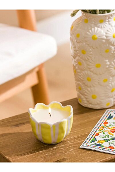 LC Waikiki Sarı Çiçek Figürlü Bardak Mumluk 9 Cm (S6)