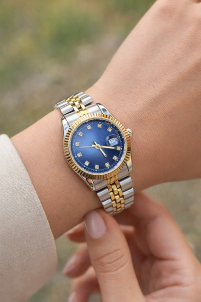 NOVA SALES Spolo Kadın Çelik Gümüş Gri-Gold Kol Saati