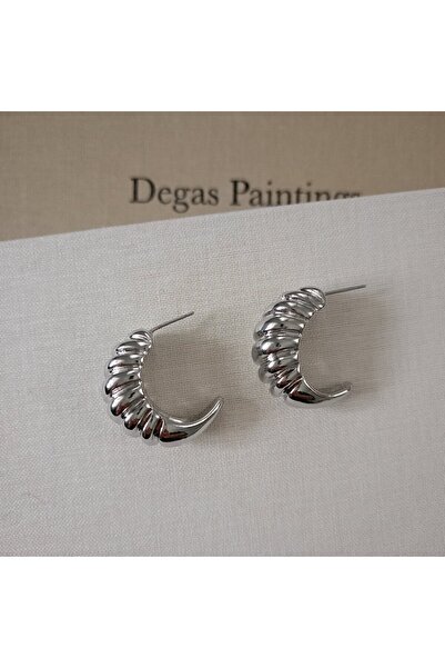 LENTE AKSESUAR Women's Vintage Textured Croissant Hoop Earrings - Twisted Mod...