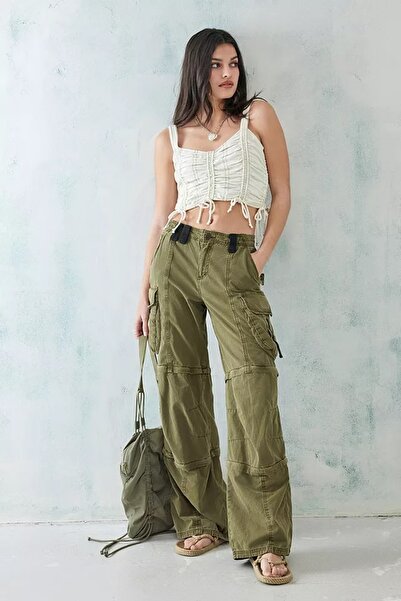 september island Akira Khaki Color Modular Zipper Detailed Trousers Shorts