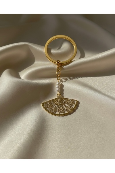 VESPERASTOREE Gold yelpaze anahtarlık - hediyelik, kına,düğün,nişan,söz,sünne...