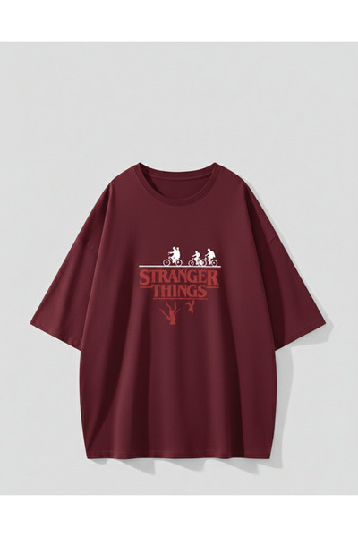 Mayer Butik Unisex Erkek/Kadın Stranger Things Özel Baskılı Oversize Pamuklu ...