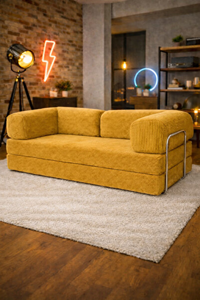 OVİSCO Kanepe Fitilli Kadife Yatak Olabilen Kanepe–Oyun, TV, Sinema Koltuğu |...