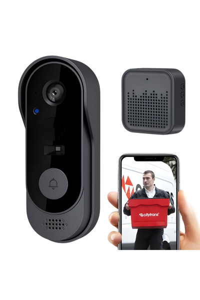 Om Sonerie video smart wireless HD cu Wi-Fi, audio bidirecțional, viziune noc...