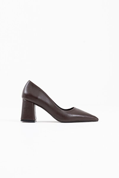Leyan Butik Valeria Brown Leather Heeled Women's Shoes