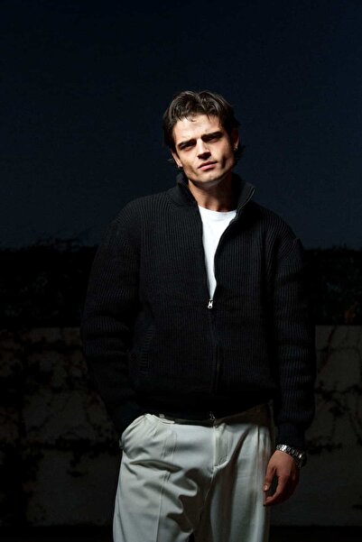 THE OTANTİK Erkek Fermuarlı Cep Detaylı Triko Ceket