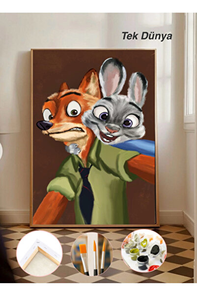 TT ART Sayılarla Boyama Çerçeveli Hobi Seti Numaralı Tuval Fırça Boya Kasnakl...