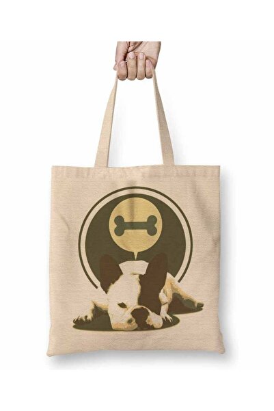 Toyaso Geantă de plajă Bulldog Pug Dog, geantă de pânză albă, cu mâner lung, ...