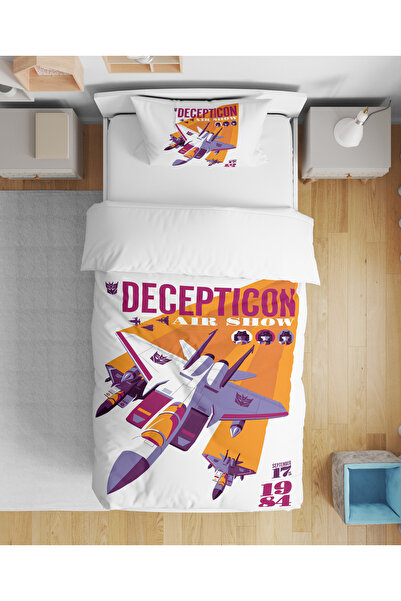 Home Transformer Airplane Patterned 3D Digital Printed Single Boy's Duvet Cov...