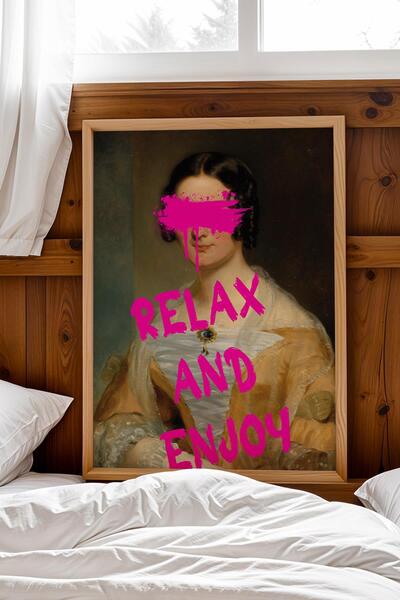 Saturn Relax and Enjoy Çerçeveli Tablo Boyalı Göz Detaylı Estetik Tasarım Şık...