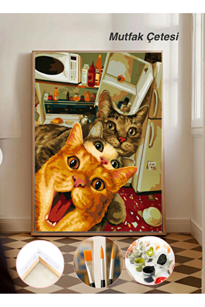 TT ART Sayılarla Boyama Çerçeveli Hobi Seti Numaralı Tuval Fırça Boya Dahil K...