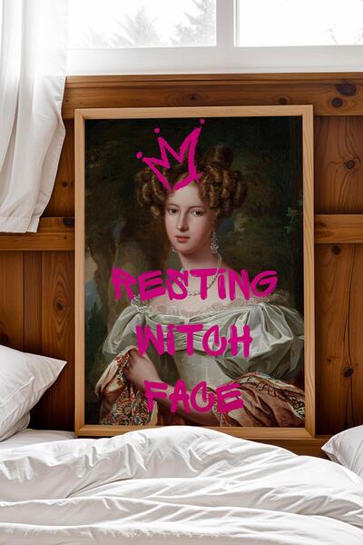 Saturn Resting Witch Face Framed Painting Classic Portrait Ironic Office and ...