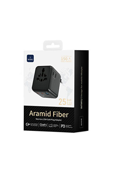 WIWU محول سفر عالمي GaN Warrior بقوة 25 واط مزود بمنافذ متعددة