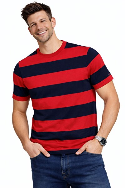 Tommy Hilfiger Regular Fit Cotton Striped Men's T-Shirt