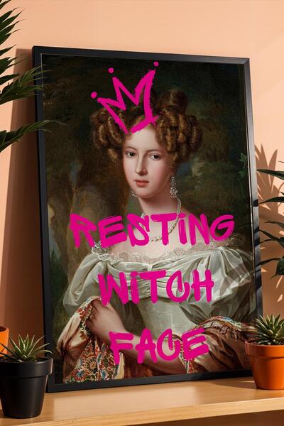 Saturn Resting Witch Face Framed Painting Classic Portrait Ironic Office and ...