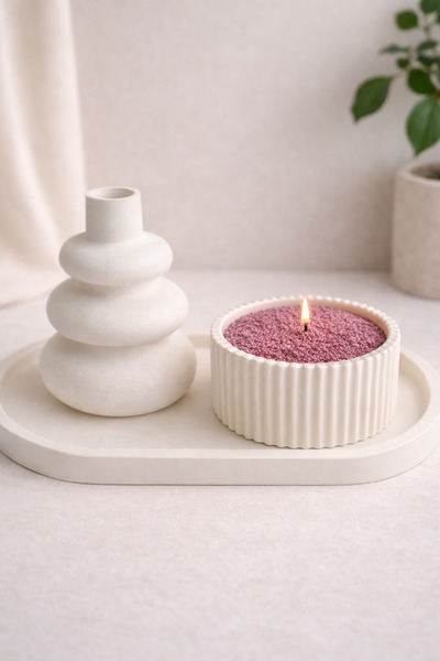 YİĞİTER Handmade Stone Powder Decorative Tray Set |   Powder Wax Candle Holde...