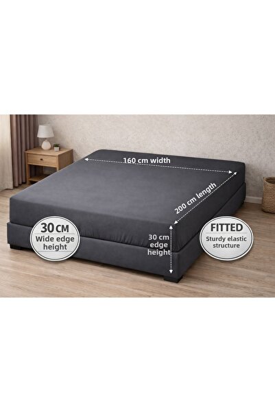 İlay home concept Double Size Rubberized Fitted Sheet Cotton / Wide Edge / St...