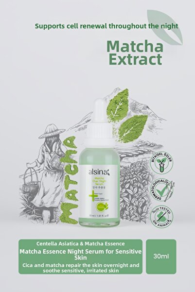 Alsina Matcha Extract Night Serum 30 ml - Soothing & Repairing Care for Sensi...