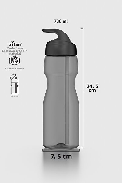 Renga قارورة مولي 730 مل مع شفاطة تريتان 912115 باللون الأسود