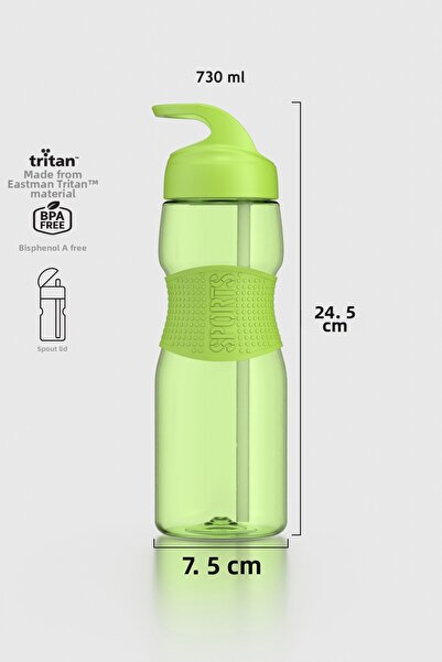 Renga قارورة تريتان بسعة 730 مل مع قشة من السيليكون موديل 912116 باللون الأخضر