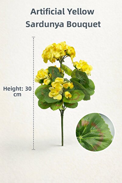 çiçek rengi dekor زهور الساردينيا الصفراء الاصطناعية، 1 باقة تحتوي على 5 فروع