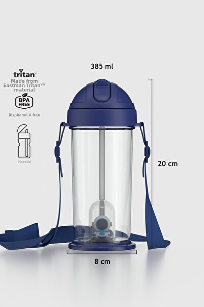 Renga Cosmo Astronaut Figured 385 ml Tritan Children's Water Bottle with Stra...
