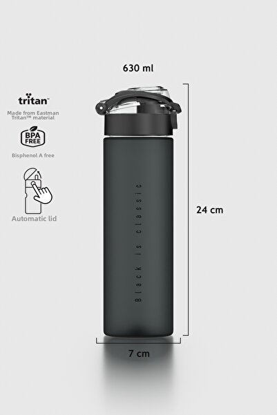 Renga قارورة ساغا منقوشة سعة 630 مل من التريتان غير اللامع 912114 باللون الأسود