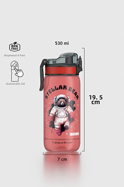 Renga Rybo-X Patterned 530 ml Children's Water Bottle 912164 Red