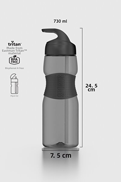 Renga Moly Silicone Detailed 730 ml Tritan Flask with Straw 912116 Black