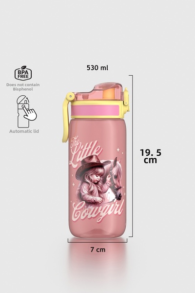 Renga قارورة مياه للأطفال من ريبو-إكس، منقوشة، سعة 530 مل، 912164، لون وردي