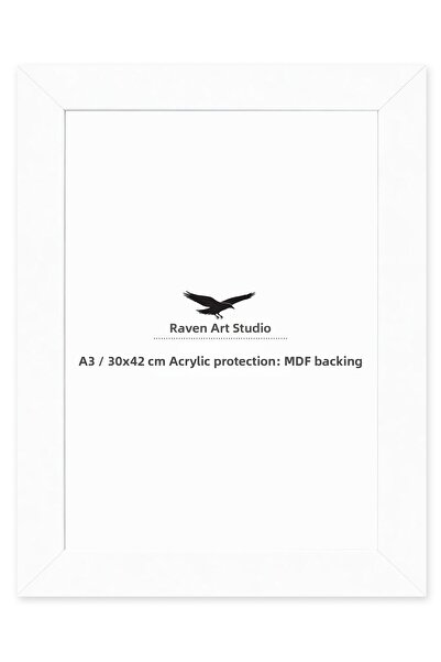 Raven Art Studio Modern A3-30X42Cm White Protected Unbreakable Plexiglass Gla...