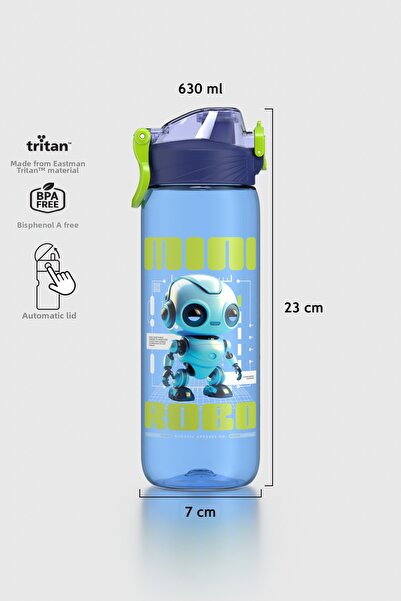 Renga قارورة مياه للأطفال من التريتان بنمط موجي سعة 630 مل 912167 أزرق