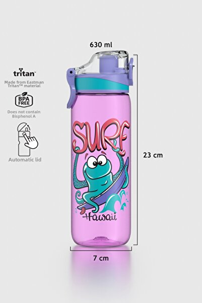 Renga Trego Patterned 630 ml Tritan Children's Water Bottle 912171 Purple