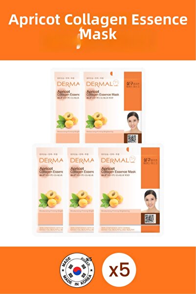 Dermal 23gr 5 Pieces Apricot Extract Collagen Mask - Moisturizing, Firming an...