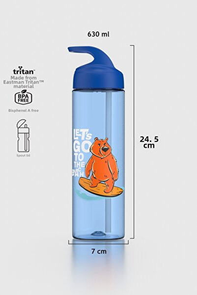 Renga قارورة مياه للأطفال من تريتان بنمط مولي سعة 630 مل مع شفاطة 912172 أزرق