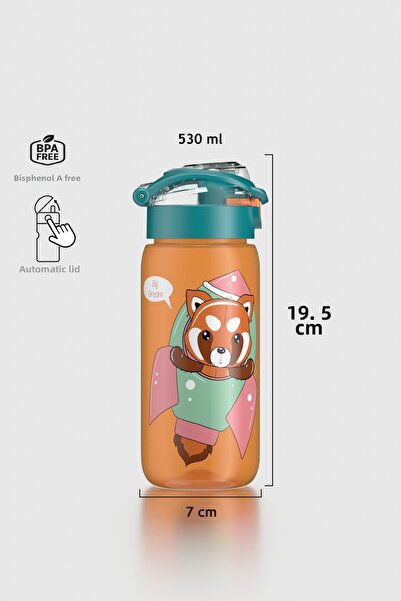 Renga Saga Patterned 530 ml Children's Water Bottle 912174 Orange-Turquoise